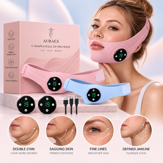 Auraex™ V-Shape Facial Lifting Wrap | EMS Microcurrent Double Chin & Jawline Contouring Device