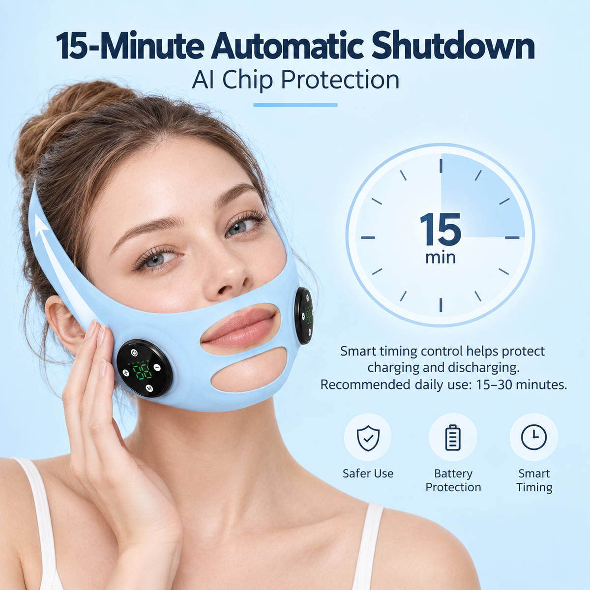 V-Shape lifting wrap with 15-minute automatic shutdown