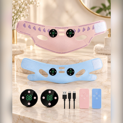 V-Shape lifting wrap in pink and blue with charging accessories