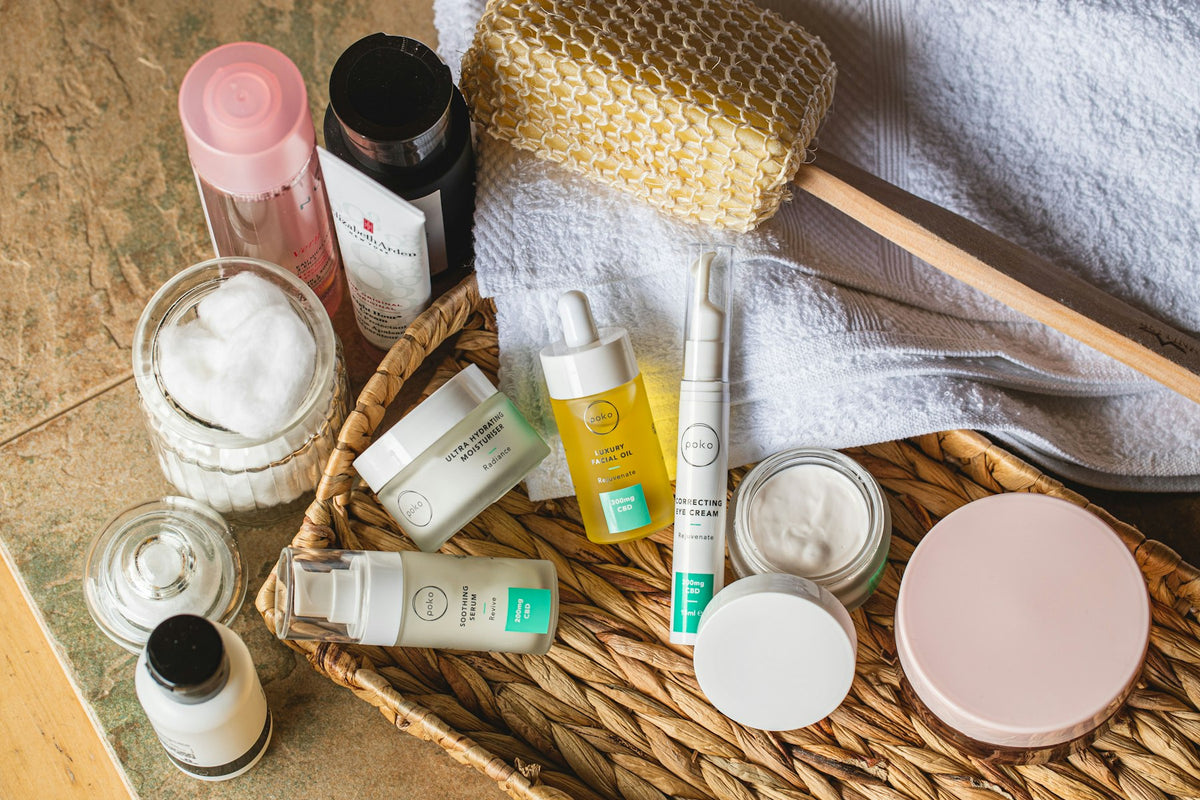 Styled spa and wellness product basket