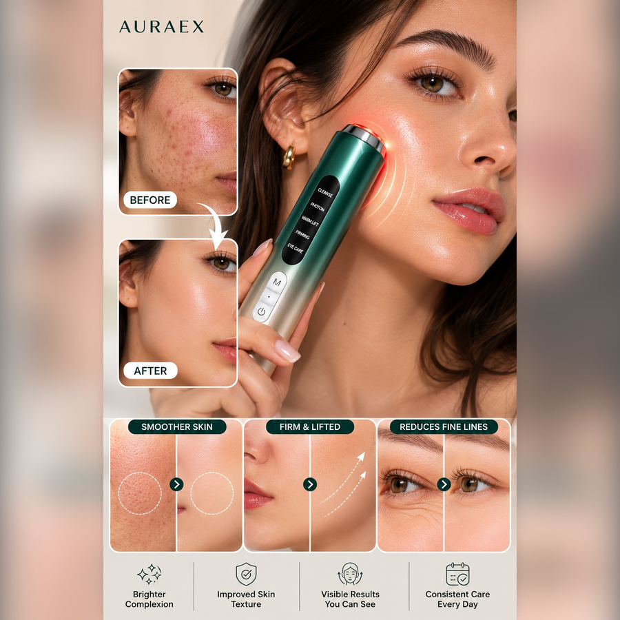 Auraex 5-in-1 LED & Microcurrent Wand – Lift, Tone & Glow