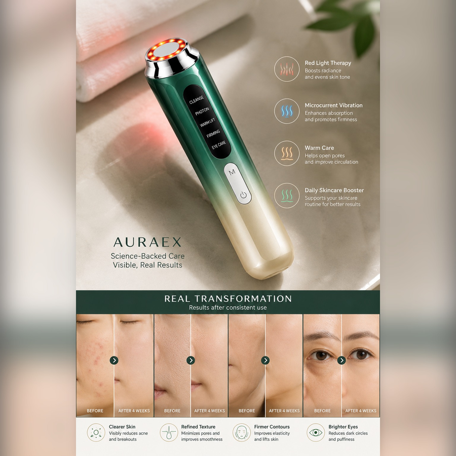Auraex 5-in-1 LED & Microcurrent Wand – Lift, Tone & Glow